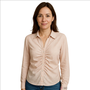 Blush by BJ Button Down Ruched Blouse Dusty Pink 1XL